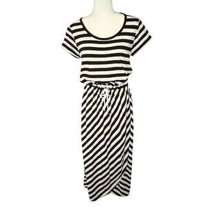 Talbots Striped T-Shirt Dress Women's M | Black & White | Nautical Beach | EUC